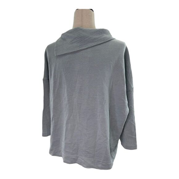 NWT J. Jill Petite Sz XL Split Neck Button Turtleneck Light Blue Cotton Sweater - Picture 4 of 14